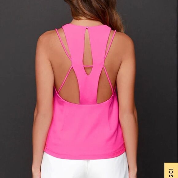 Lulus Hot Pink Strappy Back Tank Top XS - Picture 2 of 12